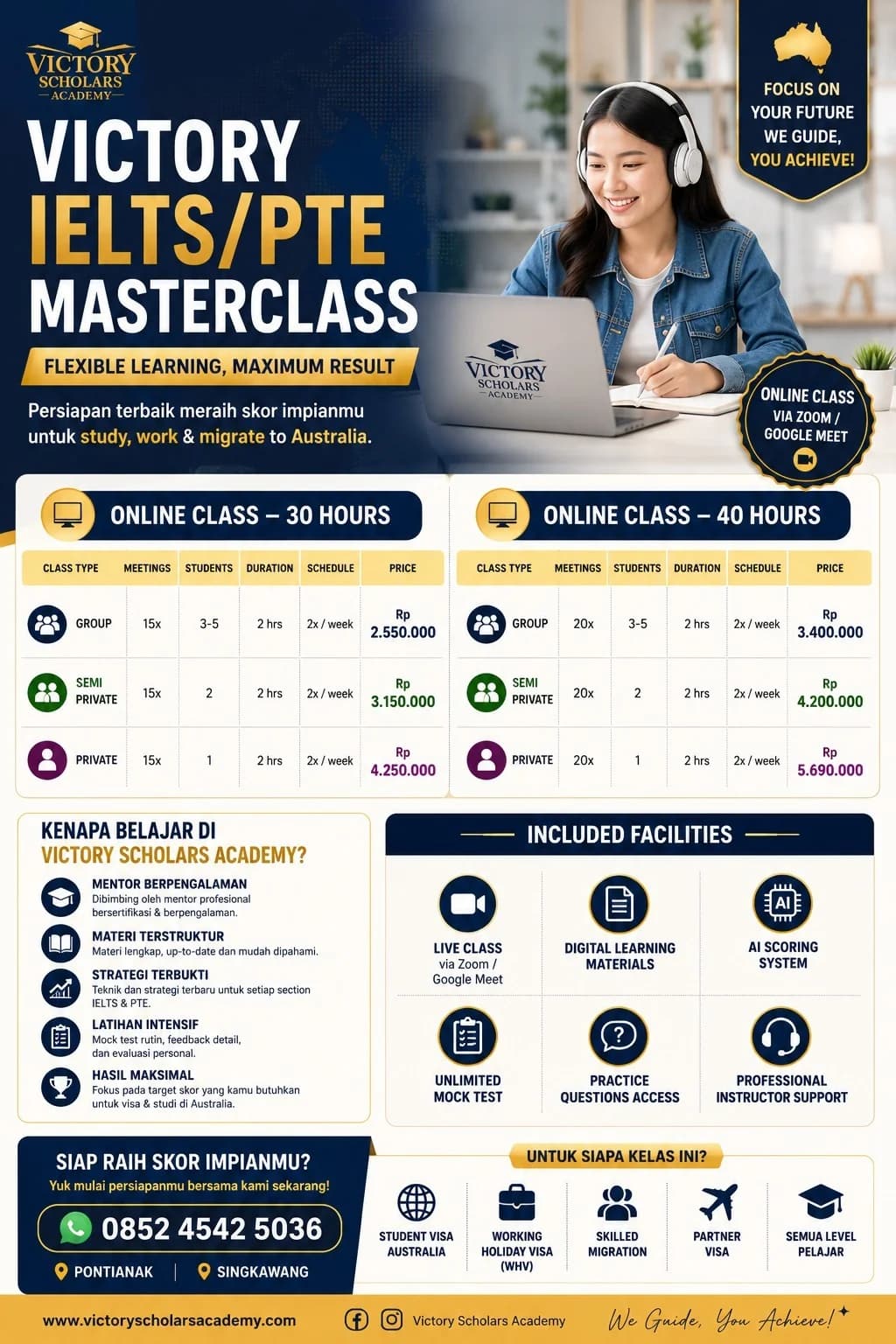 Victor IELTS/PTE Masterclass - Persiapan terbaik meraih skor impianmu untuk study, work, & migrade ke Australia
